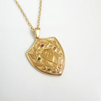 SAMPLE SALE gold plated Crest Pendant with Gemstones - Jana Reinhardt Ltd