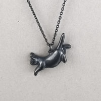 Limited Edition Leaping Black Cat Necklace