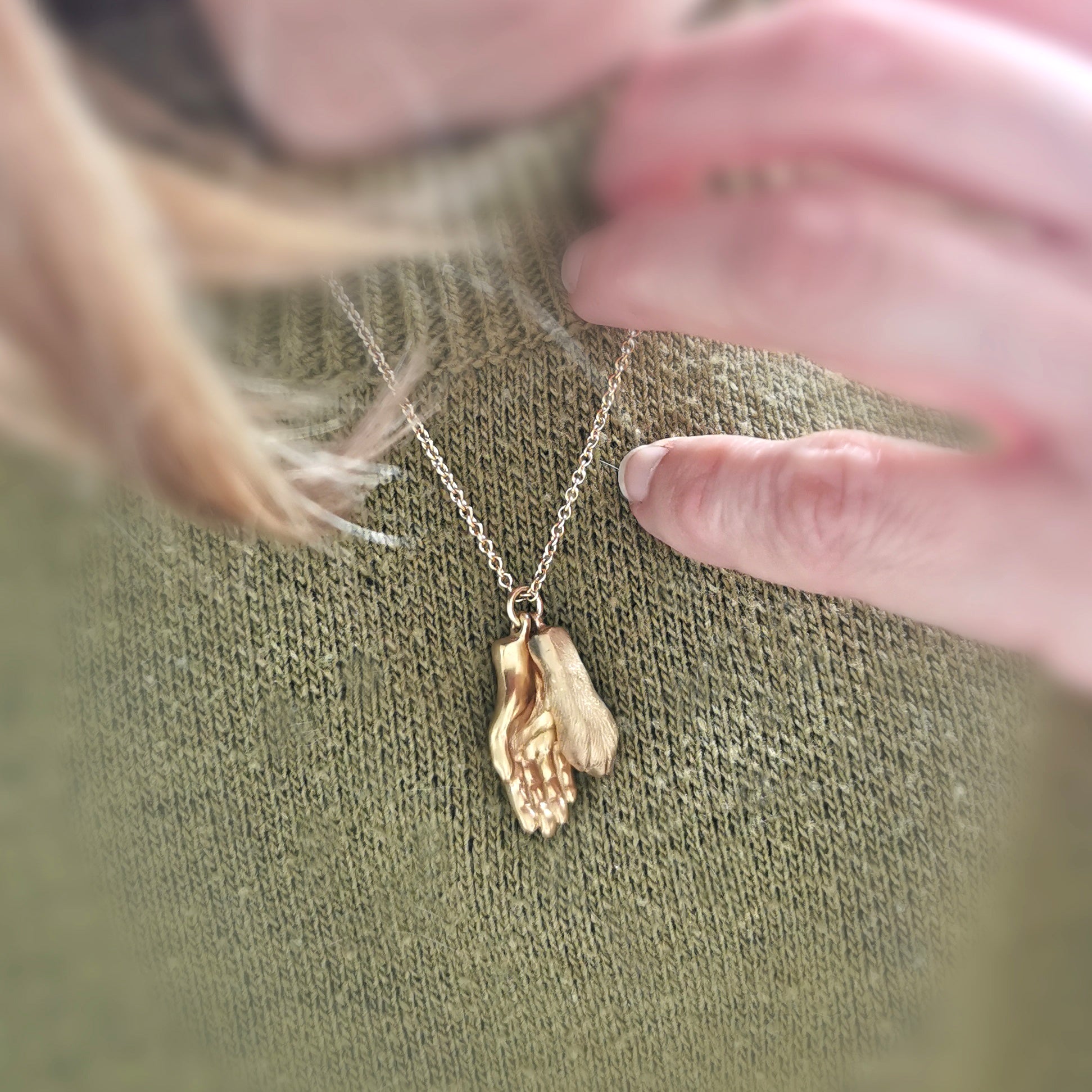 Dog Paw and Hand Necklace - Jana Reinhardt Ltd