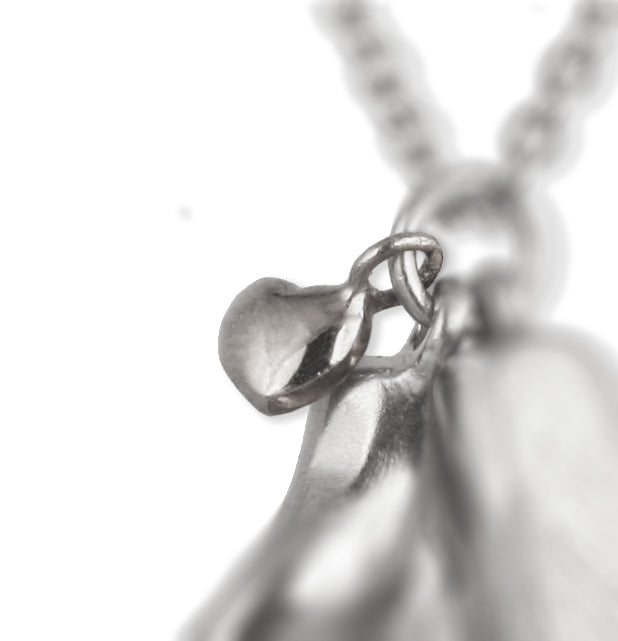 9ct White Gold Heart for Paw Necklace