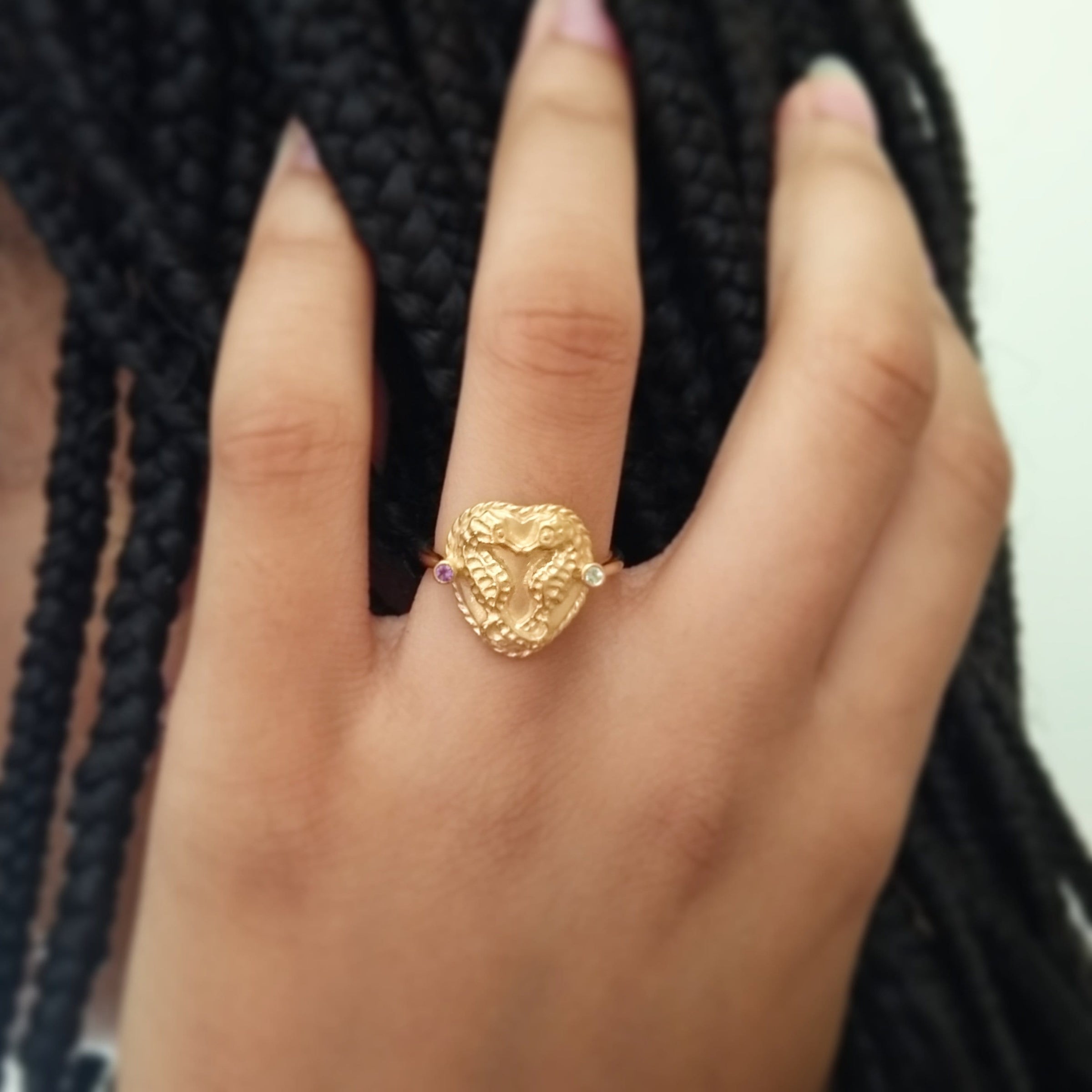 Seahorse Ring with Birthstones - Jana Reinhardt Ltd