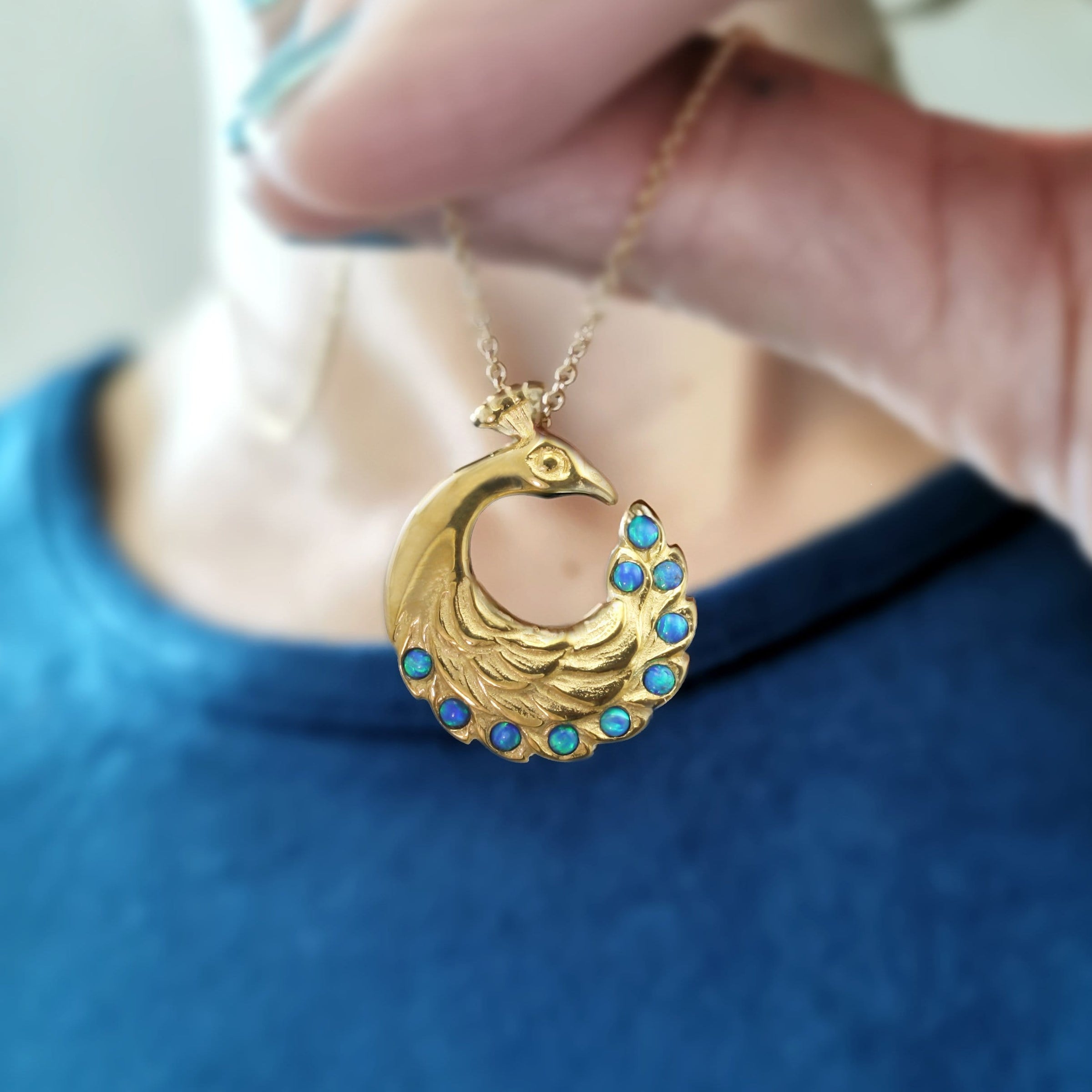 Peacock Necklace with cultured opals - Jana Reinhardt Ltd