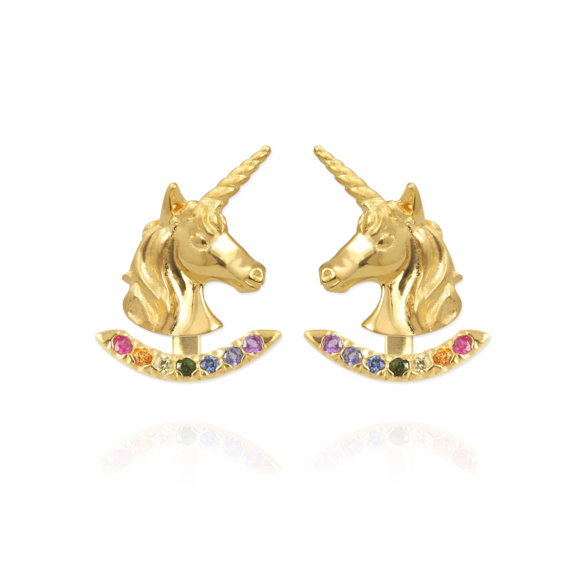 Unicorn Earrings with Rainbow Ear Jackets - Jana Reinhardt Ltd