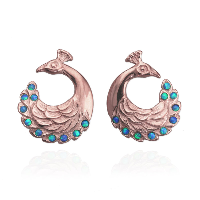 Peacock Earrings with cultured Opals