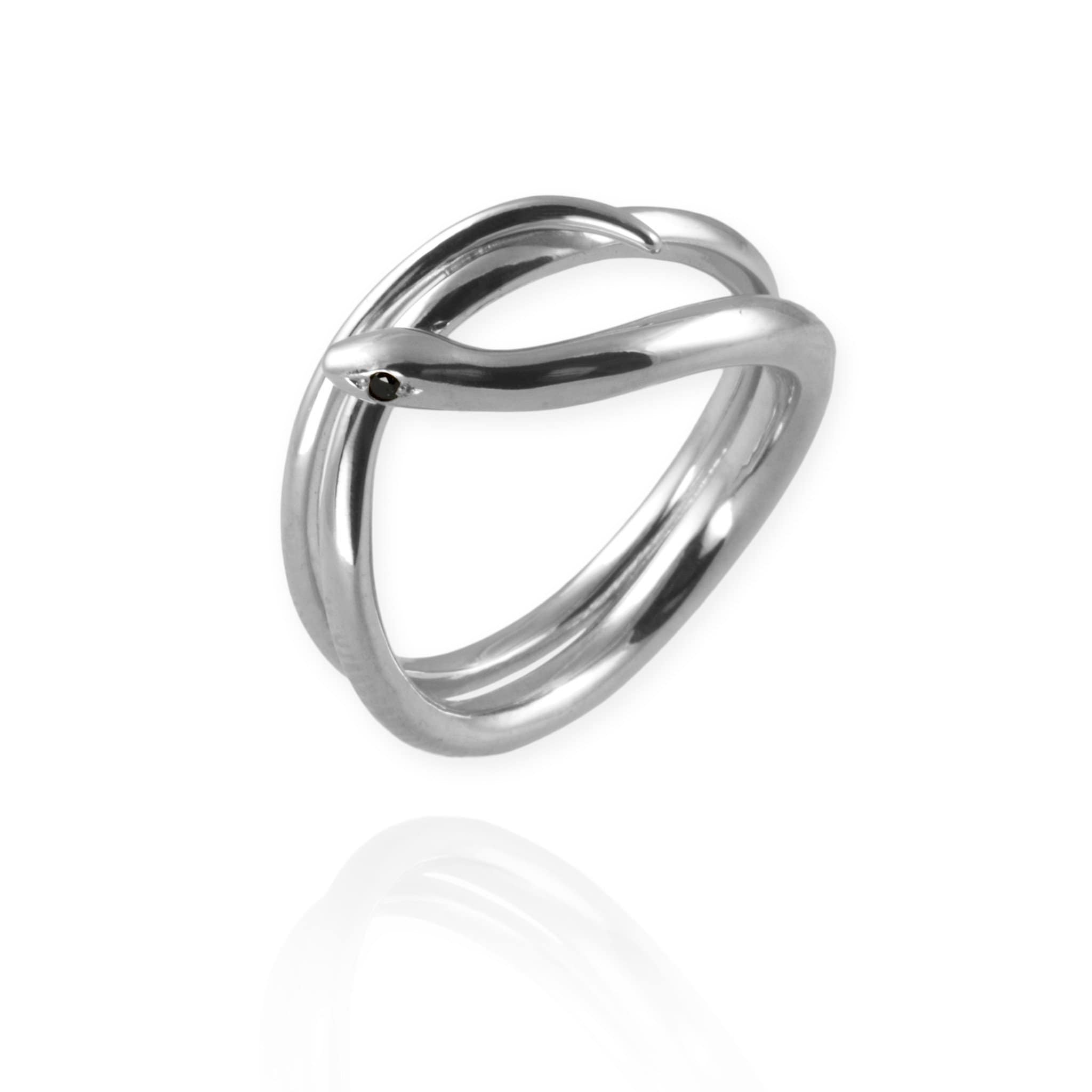 Coiled Snake Ring with black diamonds - Jana Reinhardt Ltd - 3