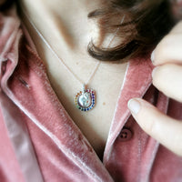 Sleeping Cat Rainbow Halo Necklace