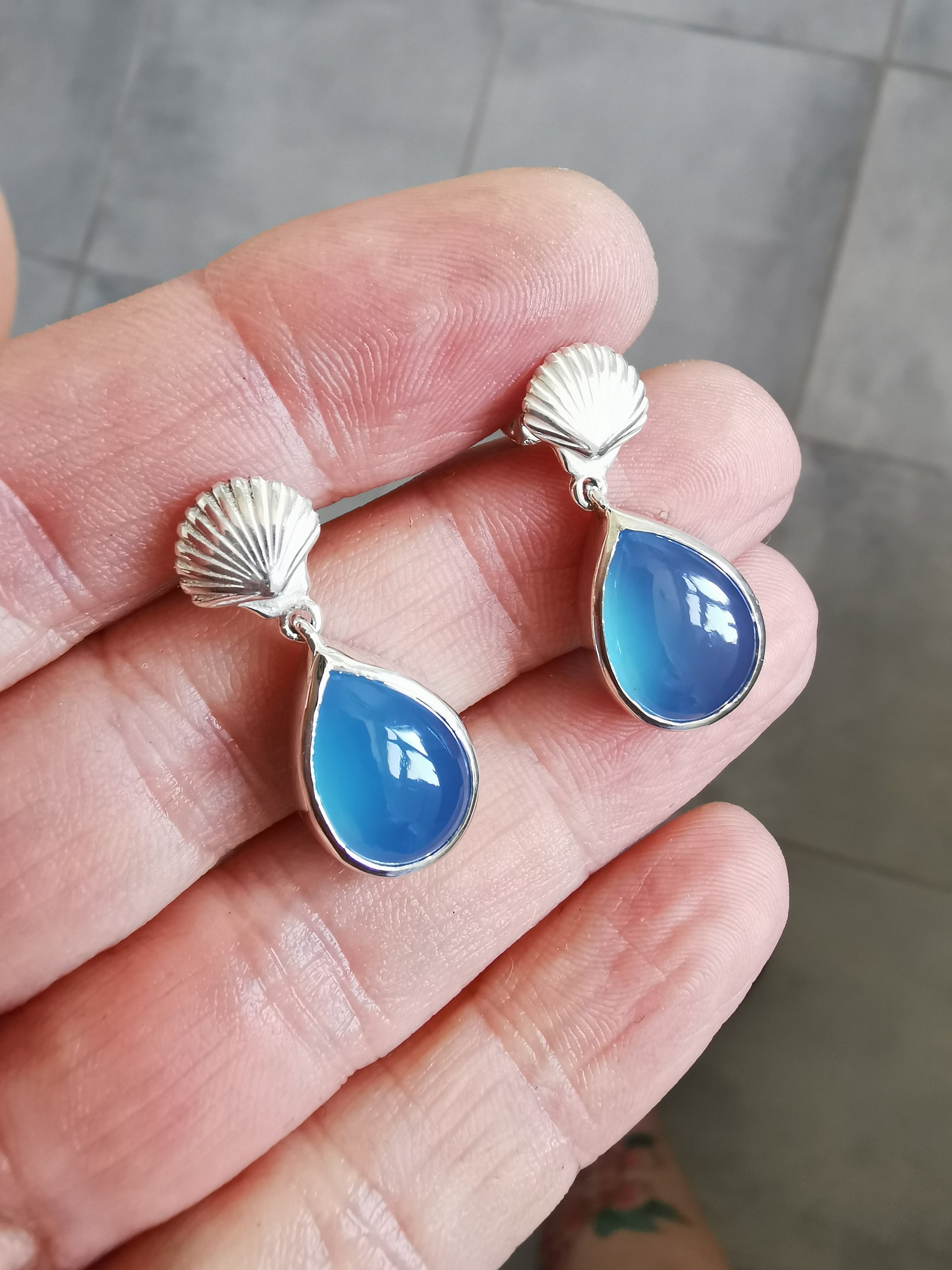 Bespoke Chalcedony Shell Earrings