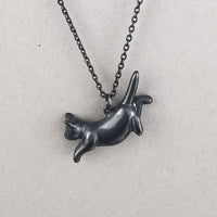 Limited Edition Leaping Black Cat Necklace