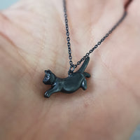 Limited Edition Leaping Black Cat Necklace