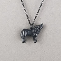 SALE Black Wolf Necklace