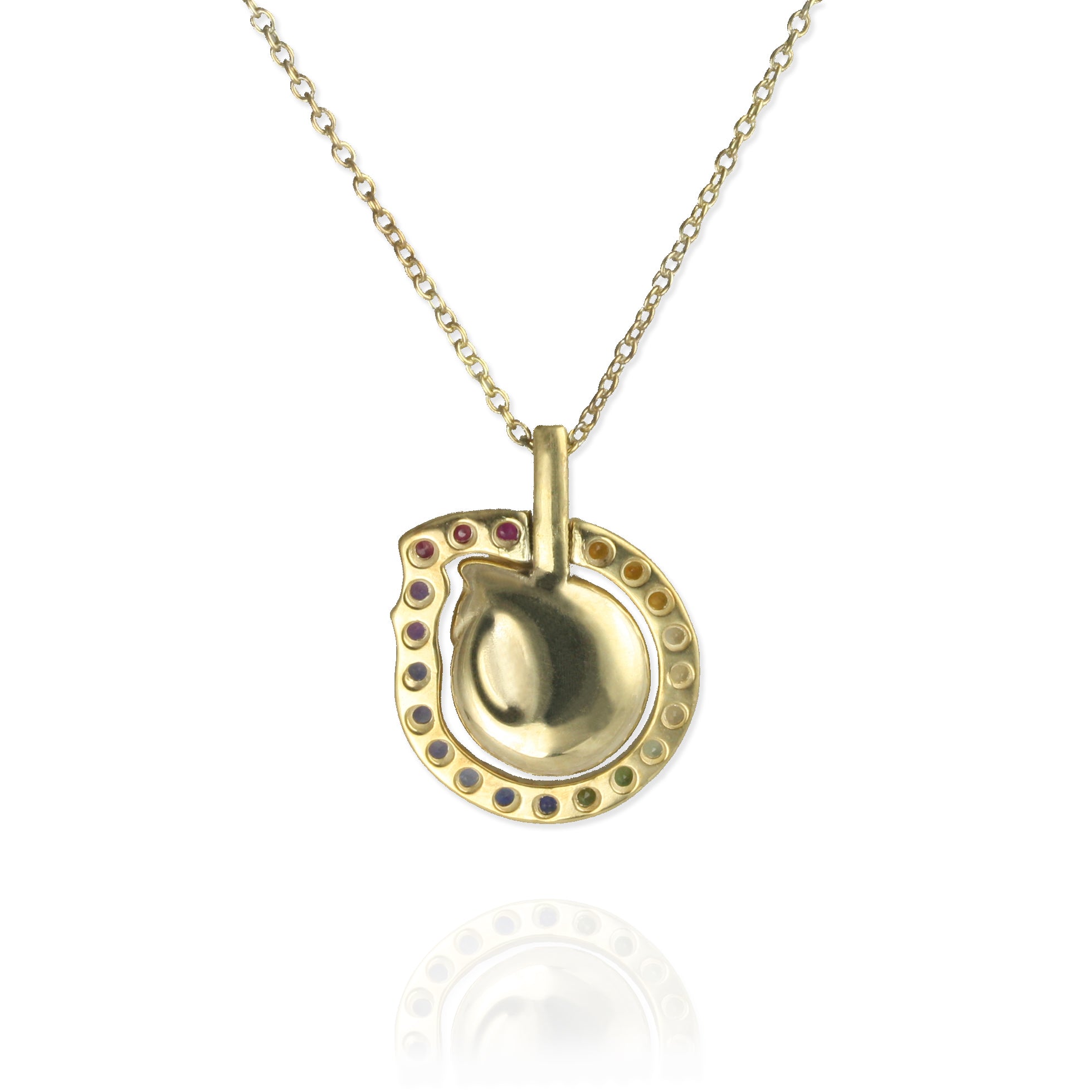 Sleeping Cat Rainbow Halo Necklace