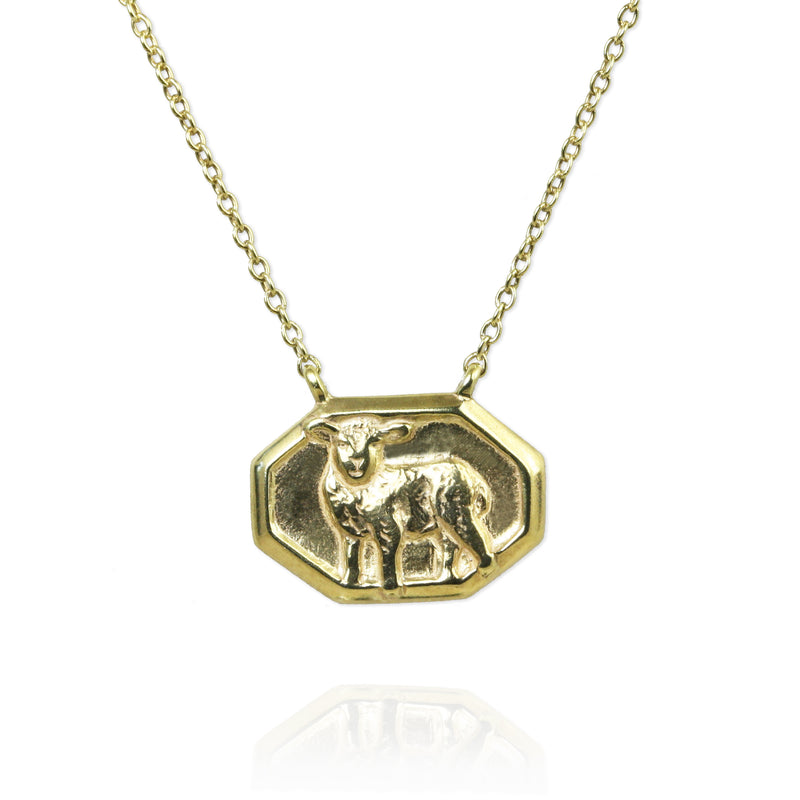 Vintage Lamb Tile Necklace
