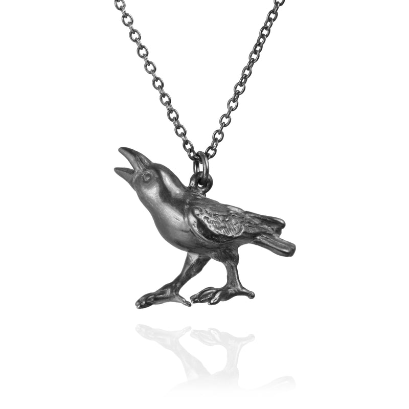 Crow Necklace in Oxidised Silver on a fine chain with a Jana Reinhardt Tag