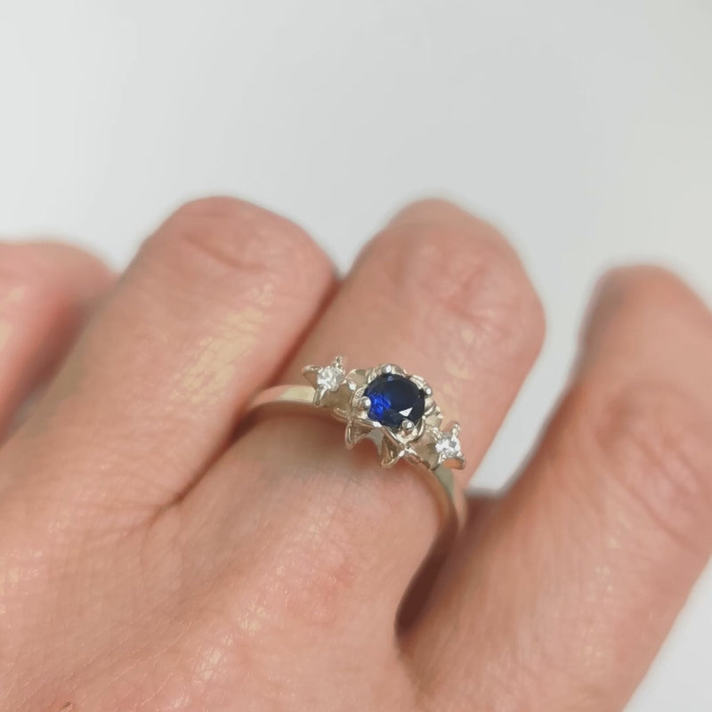 SALE Sapphire Flower Ring