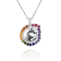 Sleeping Cat Rainbow Halo Necklace