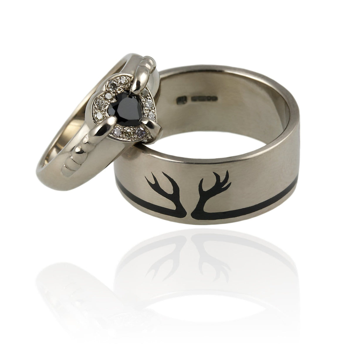 14ct White Gold Unique Wedding Band Set - Jana Reinhardt Ltd