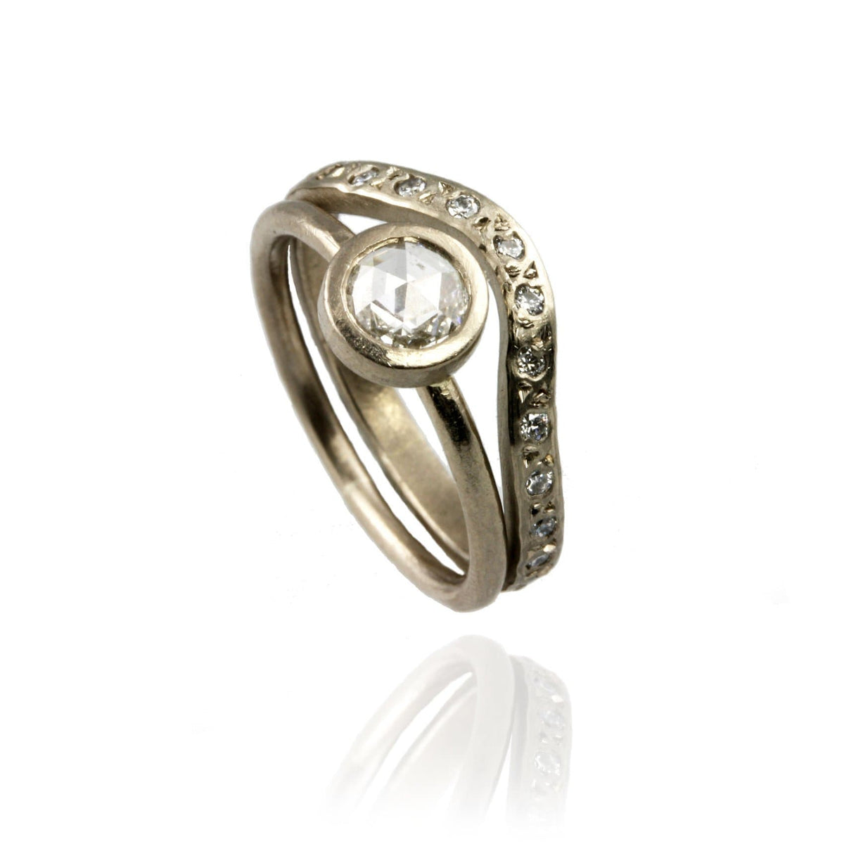 18ct White Gold Ring Set With Rose Cut Diamond - Jana Reinhardt Ltd