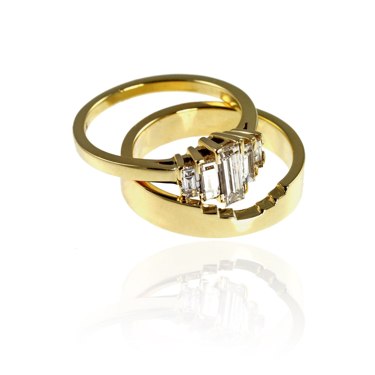 18ct Yellow Gold and Diamond Baguettes Set - Jana Reinhardt Ltd