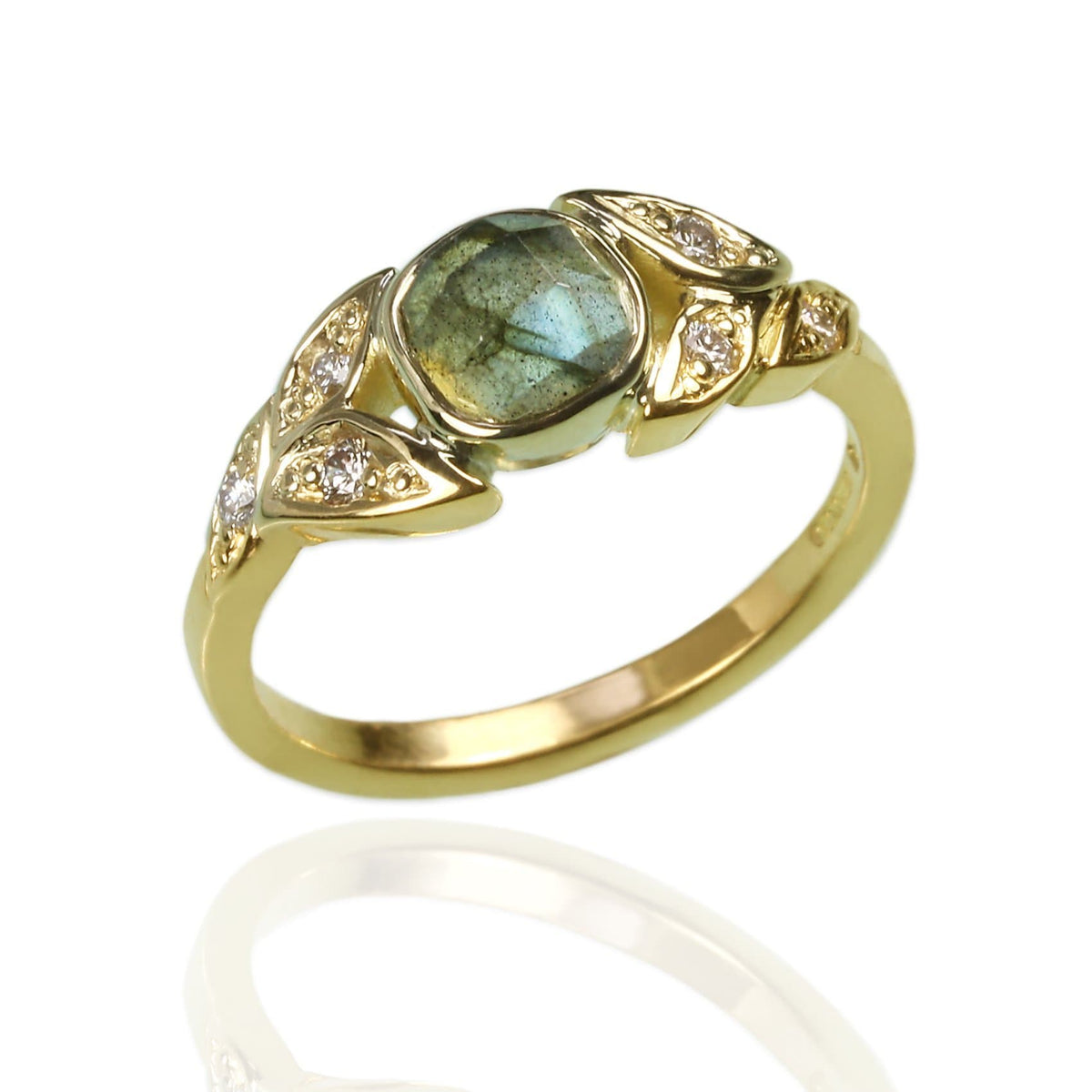 18ct yellow gold with Labradorite and Diamonds - Jana Reinhardt Ltd