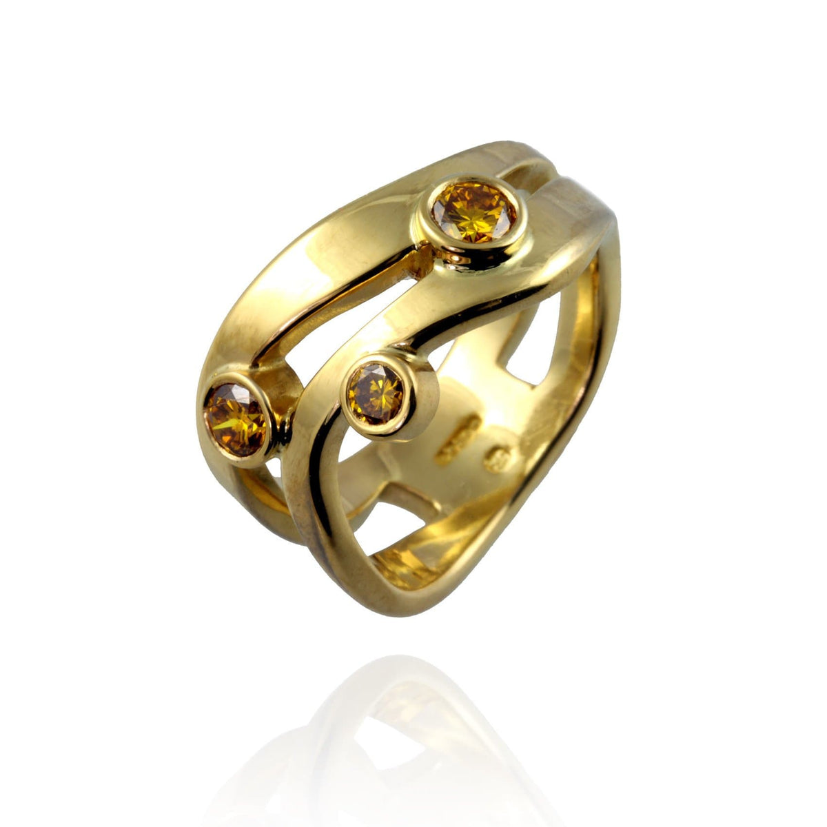22ct Yellow Gold and Yellow Diamonds Wave Ring - Jana Reinhardt Ltd