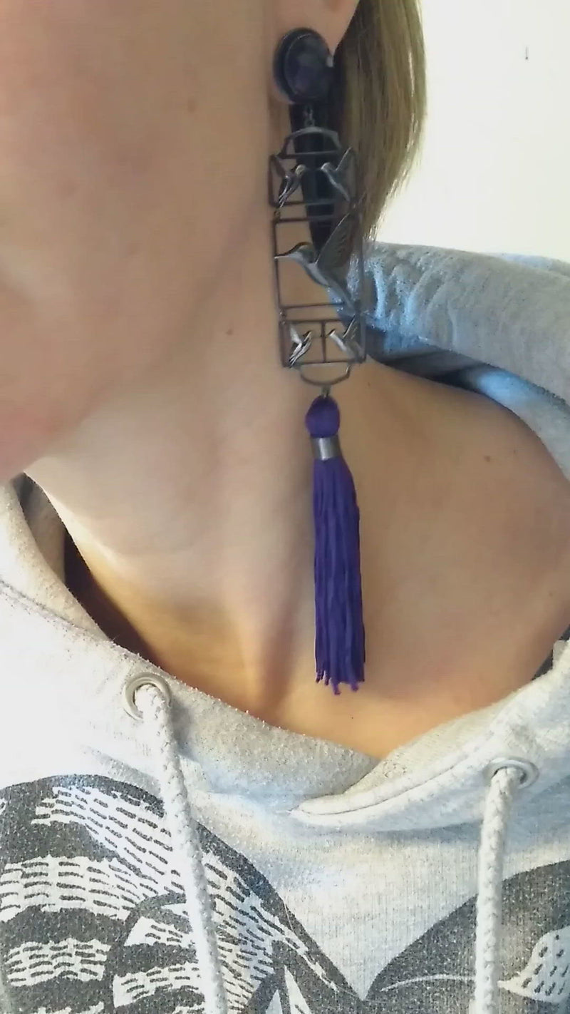 Hummingbird clearance tassel earrings