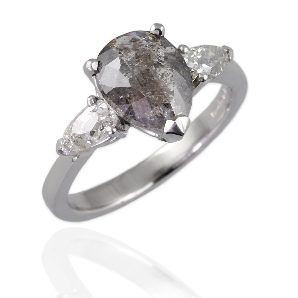 950 Platinum Engagement Ring with a Salt and Pepper Diamond - Jana Reinhardt Ltd