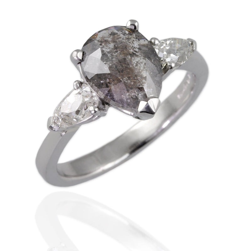 950 Platinum Engagement Ring with a Salt and Pepper Diamond - Jana Reinhardt Ltd