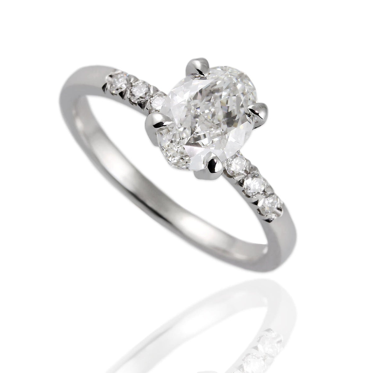 950 Platinum with Oval and Round Diamonds Engagement Ring - Jana Reinhardt Ltd