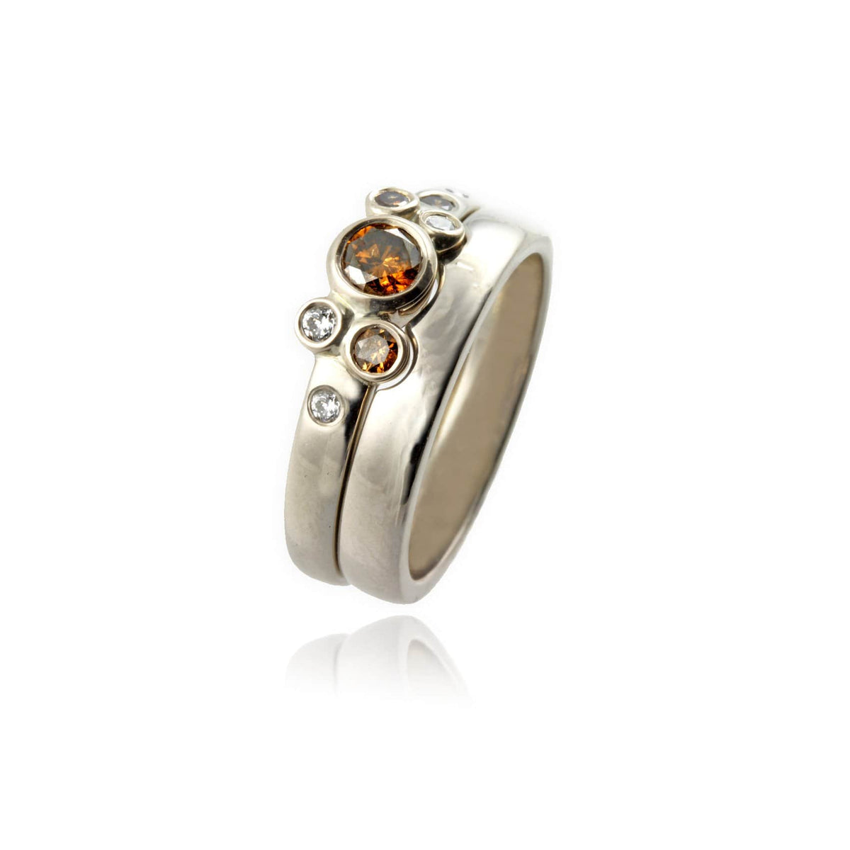 9ct White Gold and Brown and Champagne Diamonds Set - Jana Reinhardt Ltd