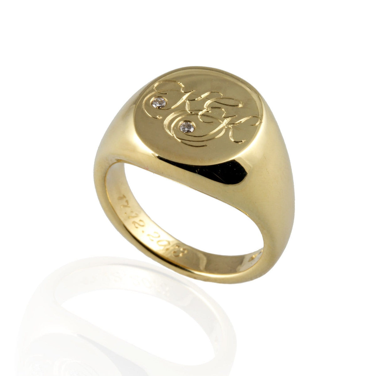 9ct Yellow Gold Engraved Signet Rings - Jana Reinhardt Ltd