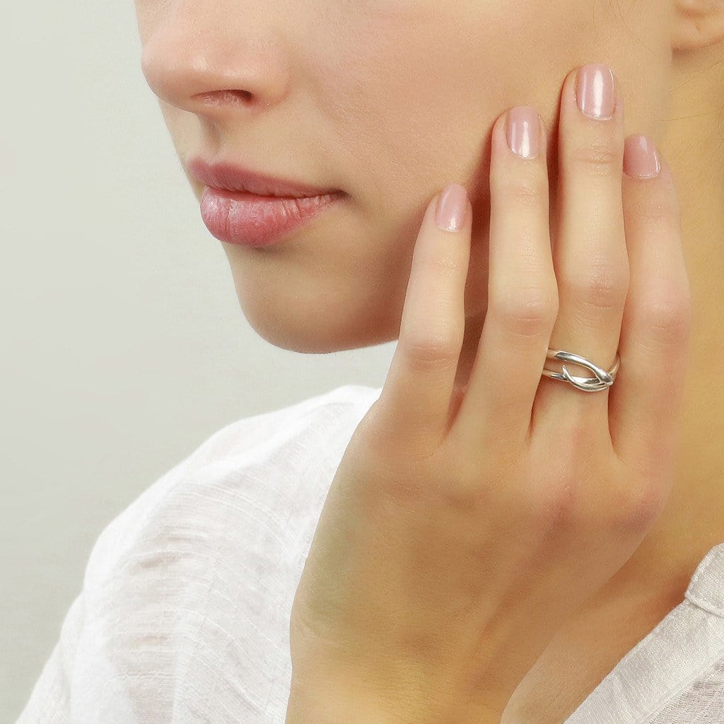 Coiled Snake Ring with black diamonds Handmade UK Jana