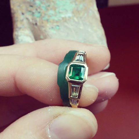 Emerald Ring with fitted Wedding Band - Jana Reinhardt Ltd