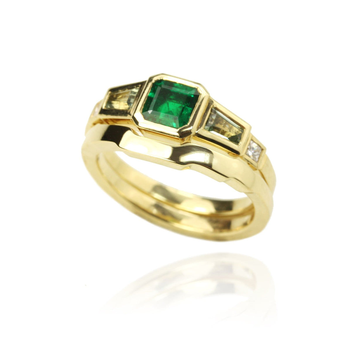 Emerald Ring with fitted Wedding Band - Jana Reinhardt Ltd