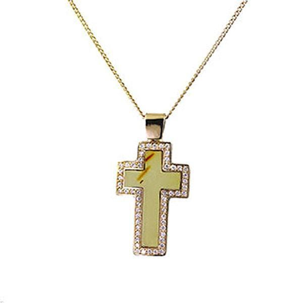 Gold & Amber Cross Necklace - Jana Reinhardt Ltd