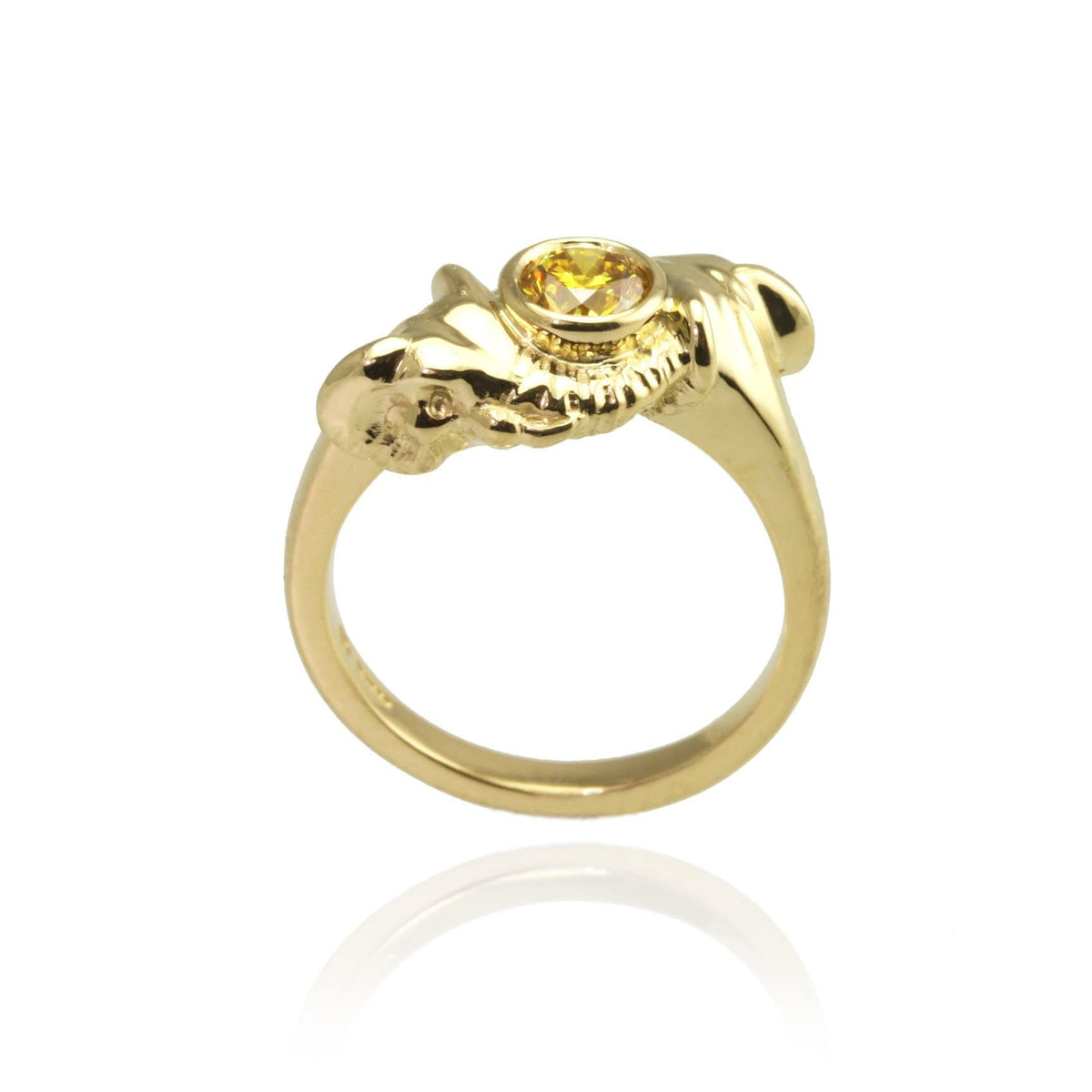 Golden Elephant Ring with Yellow Diamond - Jana Reinhardt Ltd