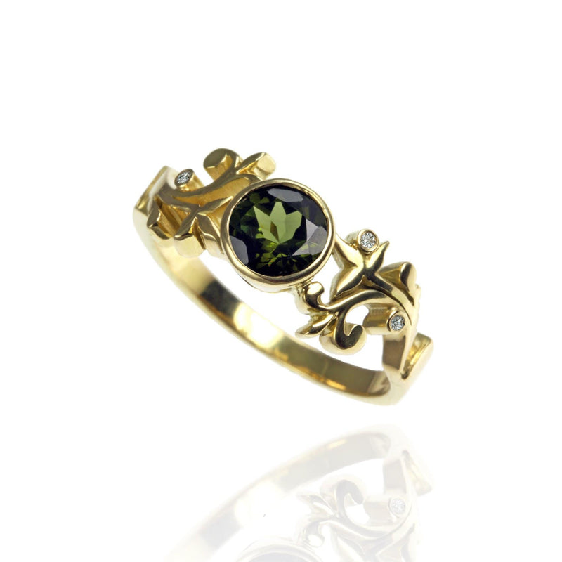 Green Tourmaline and Diamonds Ring - Jana Reinhardt Ltd