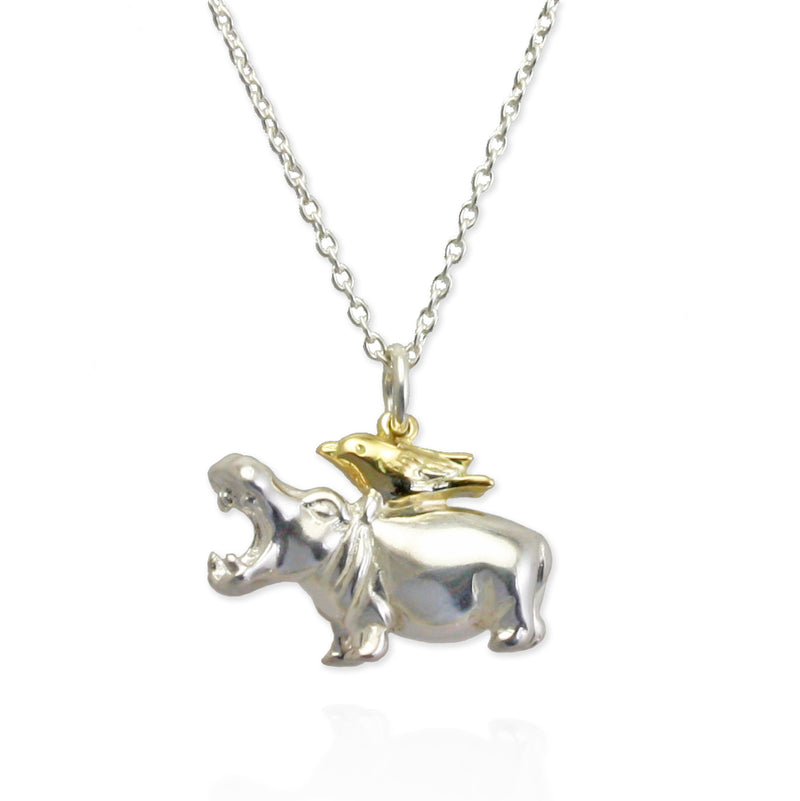 Hippo Necklace with golden Oxpecker - Jana Reinhardt Ltd