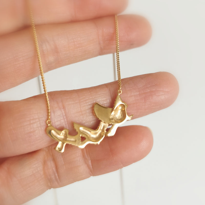 Garden Bird Landing Necklace