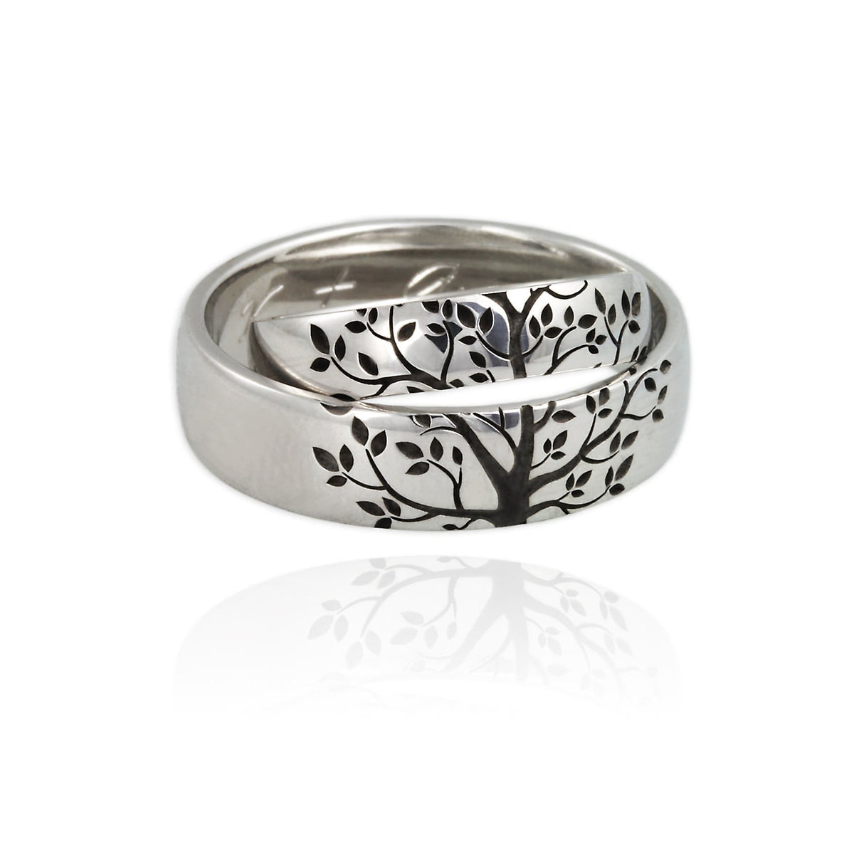 Laser Etched Custom Wedding Bands 14ct White Gold - Jana Reinhardt Ltd