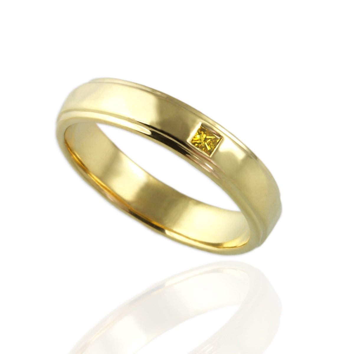 Man's Wedding Band with Princess Yellow Diamond - Jana Reinhardt Ltd