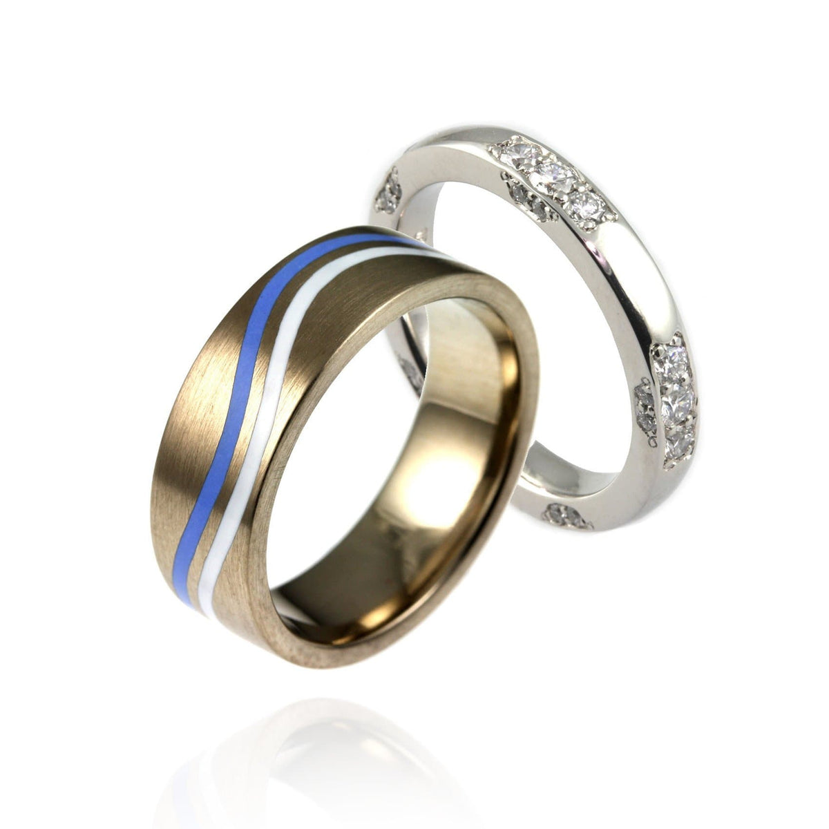 Platinum, Diamonds & Enamel Ring Set - Jana Reinhardt Ltd