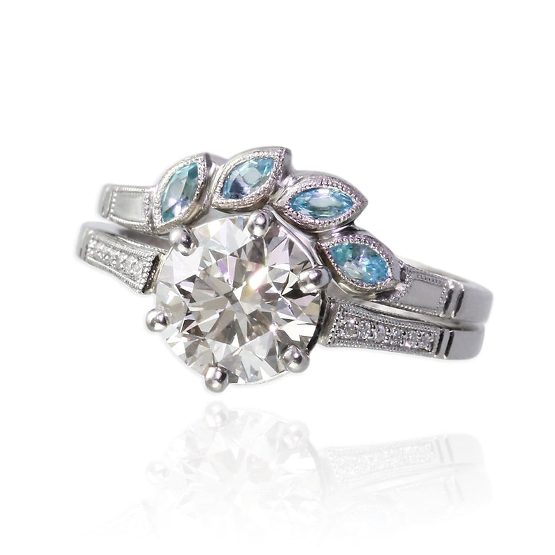 Platinum Ring Set with Paraiba Tourmalines and Diamonds - Jana Reinhardt Ltd