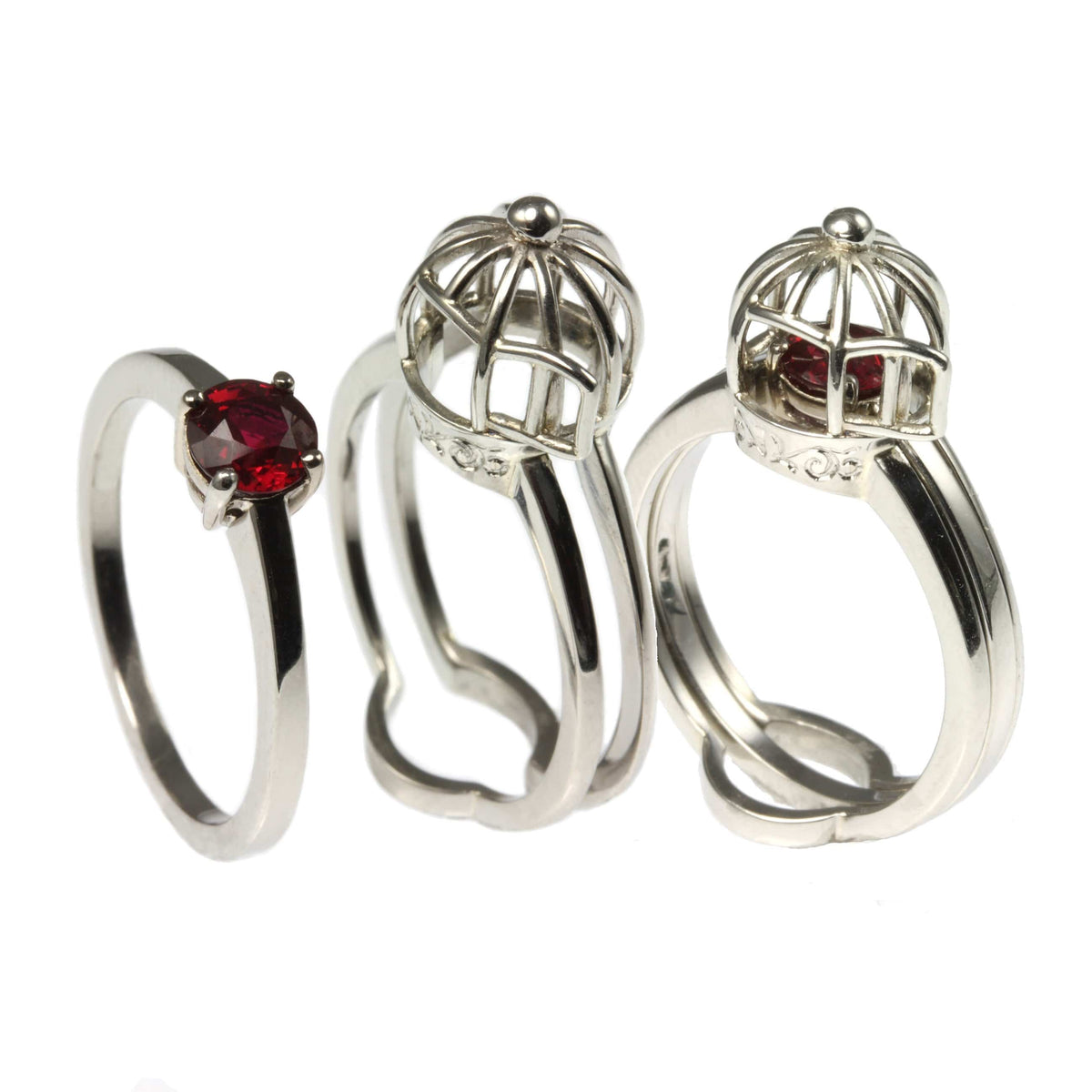 Platinum & Ruby Bird Cage Ring - Jana Reinhardt Ltd