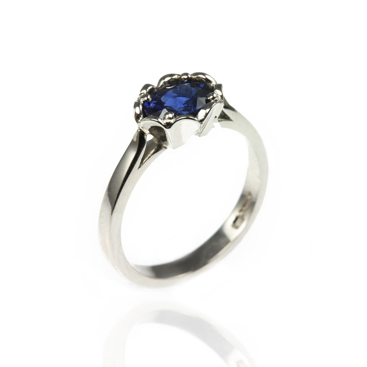 Platinum Sapphire Engagement Ring with Flower Setting - Jana Reinhardt Ltd
