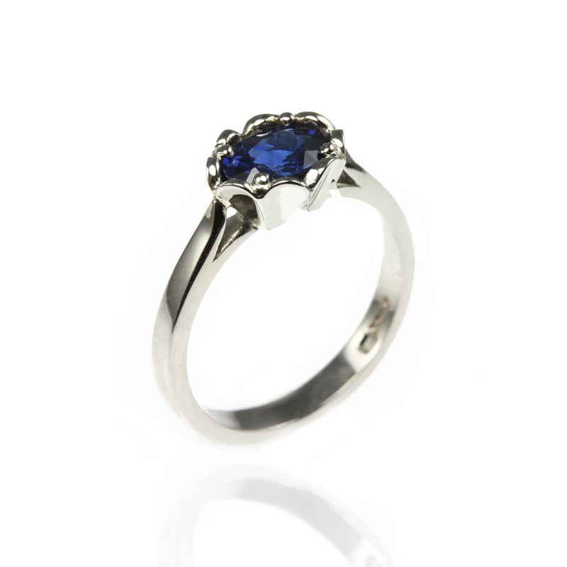 Platinum Sapphire Engagement Ring with Flower Setting - Jana Reinhardt Ltd
