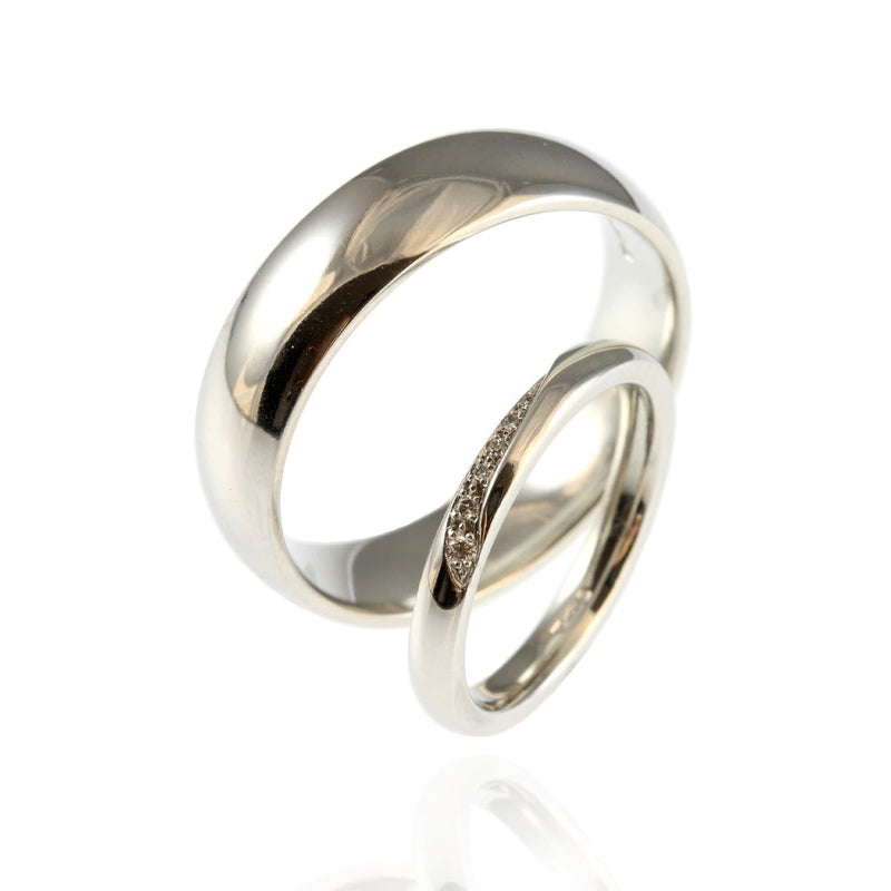 Platinum Wedding Bands with Diamond Wave - Jana Reinhardt Ltd