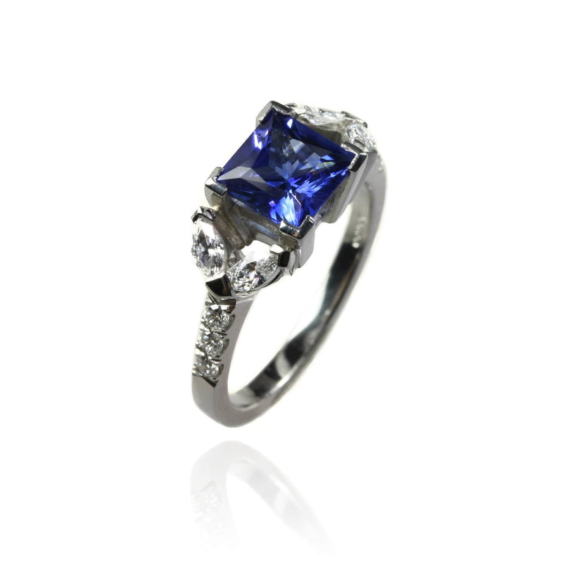Platinum with Sapphires Engagement Ring - Jana Reinhardt Ltd