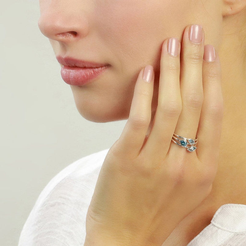 Stacking Rings with blue topaz
