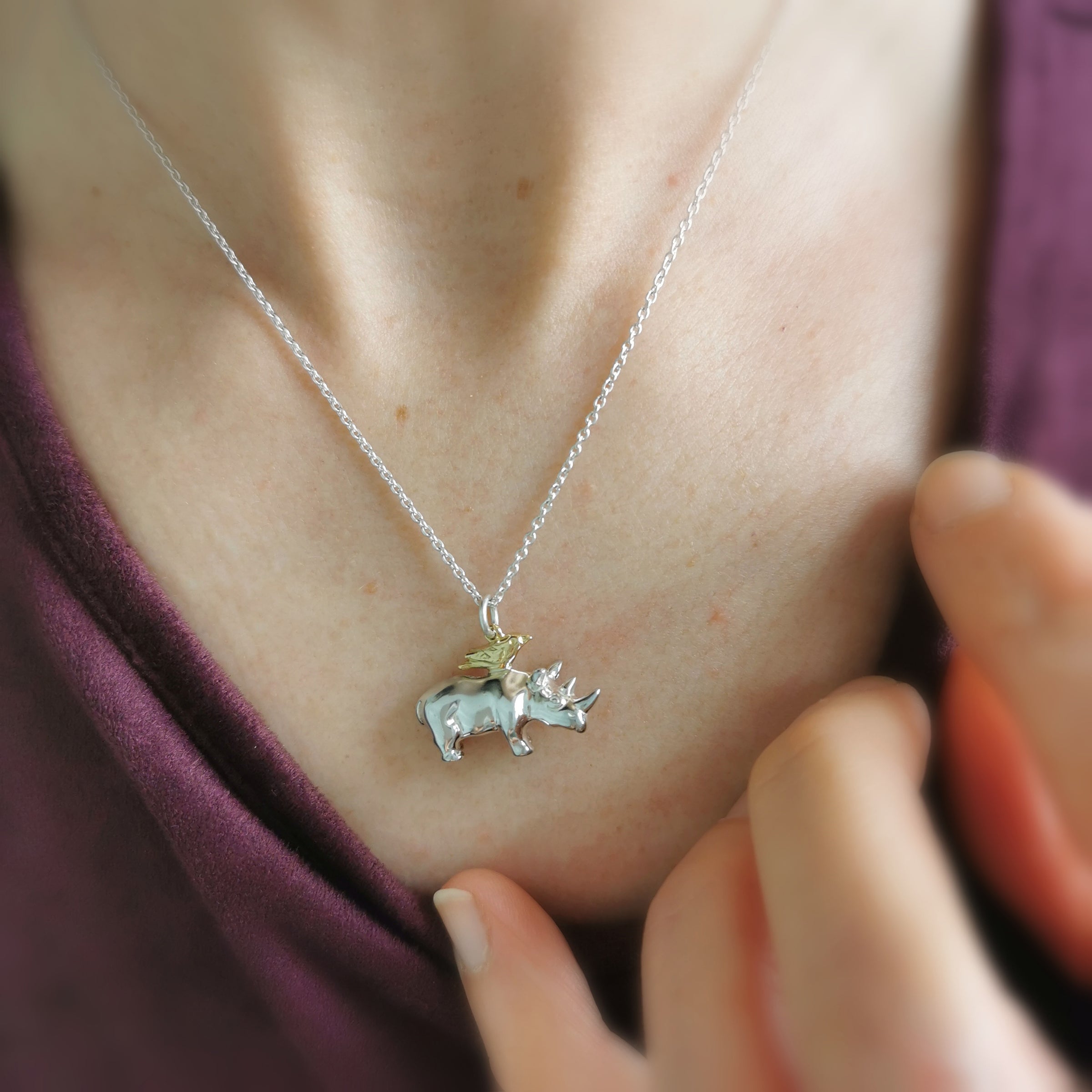 Rhino Necklace with Oxpecker - Jana Reinhardt Ltd