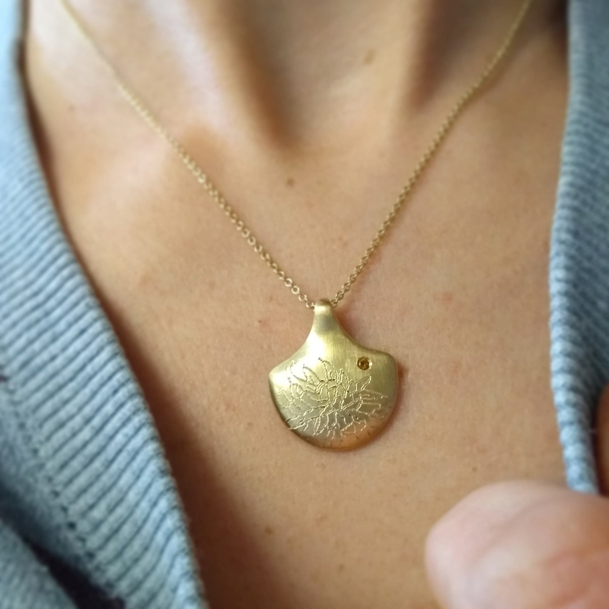 SALE Birth Month Flower Pendant (Scallop shaped)